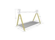 Lit tipi 90x200 Montessori INES - Dimensions