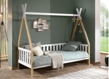 Lit tipi 90x200 INES Blanc/Bois - 1