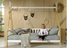 Lit tipi 90x200 INES Blanc/Bois - 2
