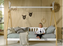 Lit tipi 90x200 INES Blanc/Bois - 2