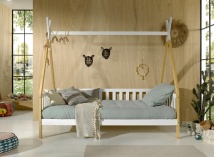 Lit tipi 90x200 INES Blanc/Bois - 3