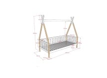 Lit tipi 90x200 INES Blanc/Bois - Dimensions