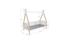 Lit tipi 90x200 INES Blanc/Bois - Dimensions