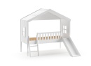 Lit cabane 2 fenêtres et toboggan PALMA Blanc - 3