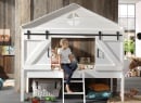 Lit cabane mi-hauteur style maison GUSTAVE Blanc-2