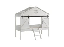 Lit cabane mi-hauteur style maison GUSTAVE Blanc-4