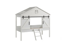 Lit cabane mi-hauteur style maison GUSTAVE Blanc-4