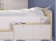 Lit enfant rangement 90x200 OLYMPE Blanc/Bois - 2