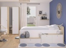 Lit enfant rangement 90x200 OLYMPE Blanc/Bois - 3