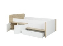 Lit enfant rangement 90x200 OLYMPE Blanc/Bois - 7