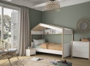 Lit cabane enfant 90x200 OLYMPE Blanc/Bois - 3