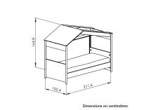 Lit cabane enfant 90x200 OLYMPE - Dimensions