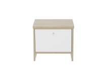 Chevet 1 porte OLYMPE Blanc/Bois - 1