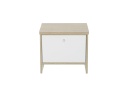 Chevet 1 porte OLYMPE Blanc/Bois - 1