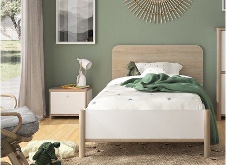 Chevet 1 porte OLYMPE Blanc/Bois - 3