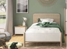 Chevet 1 porte OLYMPE Blanc/Bois - 3