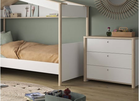 OLYMPE small chest of 3 drawers - White/Wood