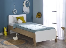 Lit enfant 90x190 EKKO Blanc/Chêne - 1