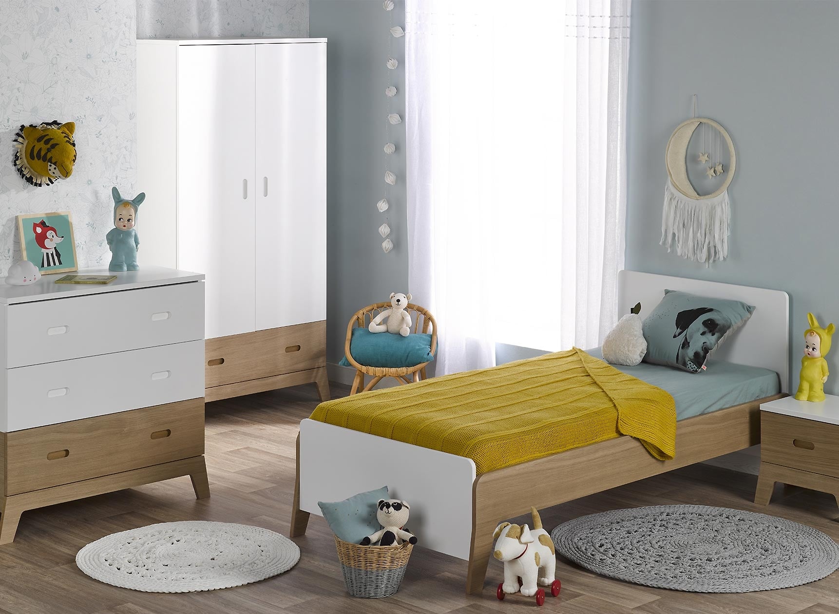 Chambre enfant complète EKKO Blanc/Chêne - 1