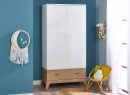 Armoire 2 portes 1 tiroir EKKO Blanc/Chêne - 1