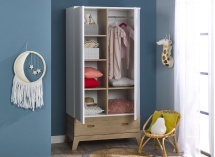 Armoire 2 portes 1 tiroir EKKO Blanc/Chêne - 3