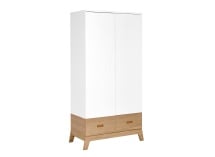 Armoire 2 portes 1 tiroir EKKO Blanc/Chêne - 2