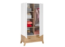 Armoire 2 portes 1 tiroir EKKO Blanc/Chêne - 4
