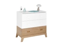 Commode 3 tiroirs EKKO Blanc/Chêne - 2