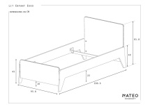 Lit enfant 90x190 EKKO - Dimensions