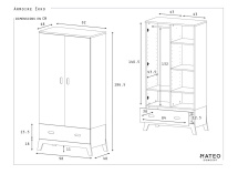 Armoire 2 portes 1 tiroir EKKO - Dimensions