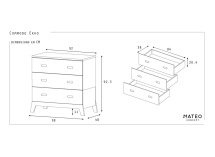 Commode 3 tiroirs EKKO - Dimensions