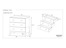 Commode 3 tiroirs EKKO - Dimensions