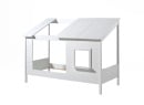 Lit cabane enfant 90x200 fenêtre et toit LYNN Blanc-4