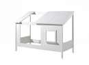 Lit cabane enfant 90x200 fenêtre et toit LYNN Blanc-4