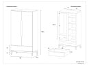 Armoire 2 portes 1 tiroir VOLT - Dimensions