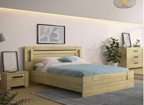 Cama doble 140x190 con cabecero OSCAR - Roble