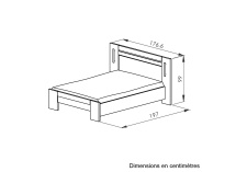 Lit double 140x190 tête de lit OSCAR - Dimensions