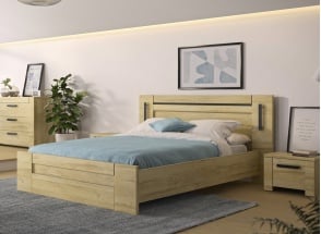 Cama doble 160x200 con cabecero OSCAR - Roble