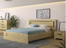 Lit double 160x200 avec tête de lit OSCAR Chêne - 1