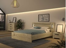 Lit double 160x200 avec tête de lit OSCAR Chêne - 2