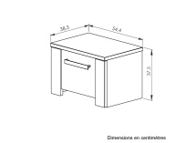 Chevet 1 tiroir OSCAR - Dimensions