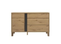 Commode 3 tiroirs 1 porte PAVEL Chêne - 2