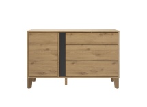 Commode 3 tiroirs 1 porte PAVEL Chêne - 2