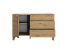 Commode 3 tiroirs 1 porte PAVEL Chêne - 3