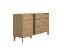 Commode 3 tiroirs 1 porte PAVEL Chêne - 4