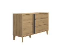 Commode 3 tiroirs 1 porte PAVEL Chêne - 4