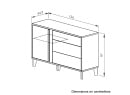 Commode 3 tiroirs 1 porte PAVEL - Dimensions