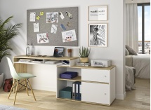 Bureau modulable ERIK Blanc/Chêne - 1