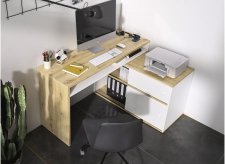 Bureau modulable ERIK Blanc/Chêne - 2