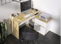 Bureau modulable ERIK Blanc/Chêne - 2